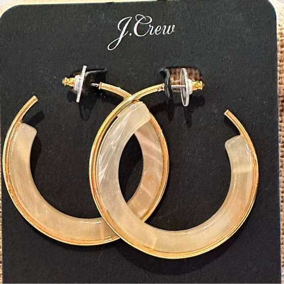NWT J.Crew Hoop Earrings, post back, gold tone w/ acrylic inlay - Picture 2 of 7